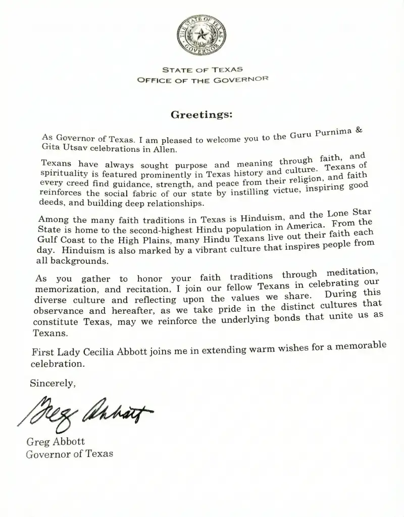 Gov Abbott Letter